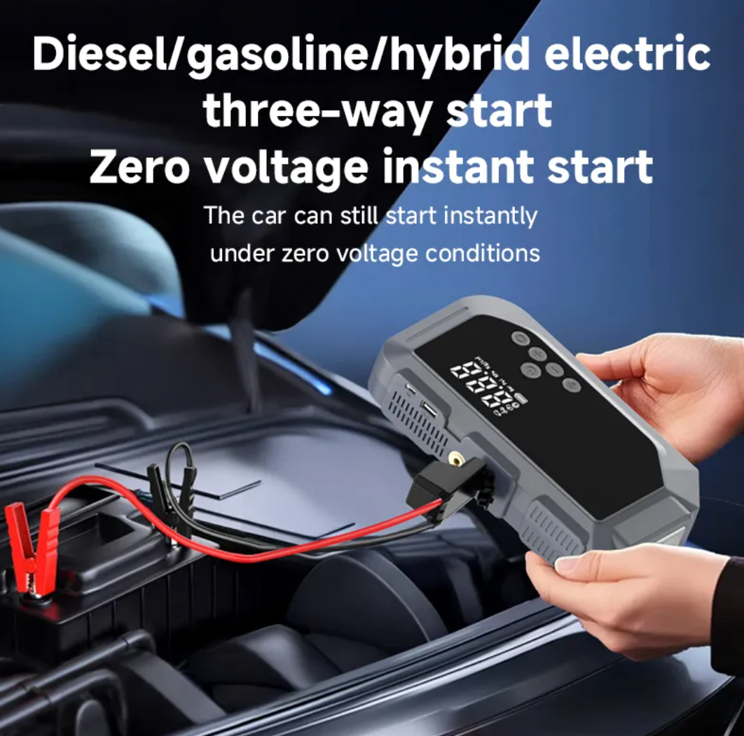 3-in-1 Car Jump Starter, Air Compressor & Tyre Inflator — 12V, 150PSI