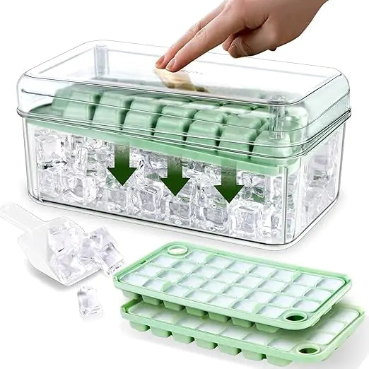Mini Ice Cube Trays with Lid and Bin - 60 Pieces