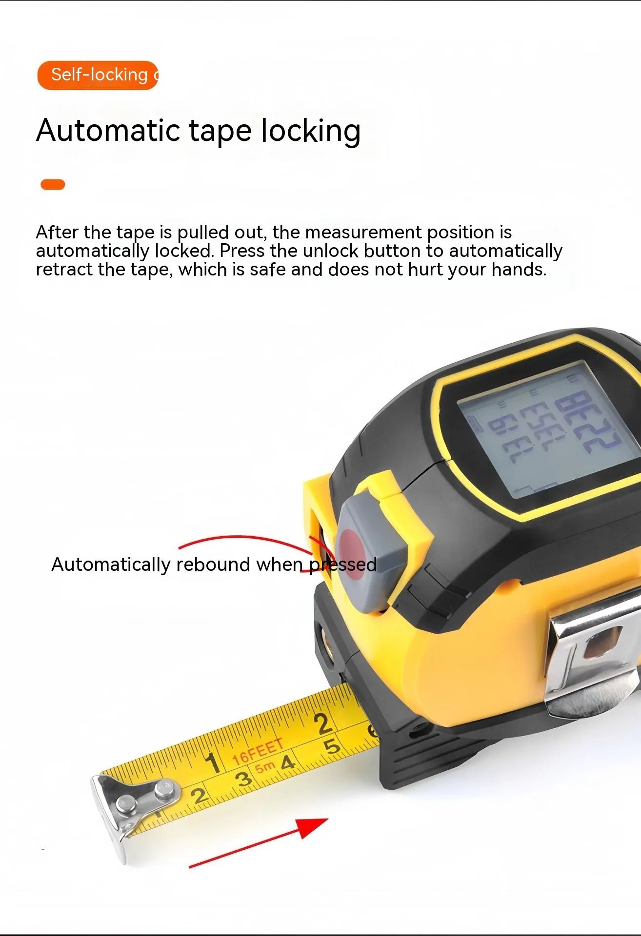 Laser rangefinder measuring room dimensions in use