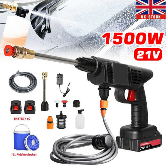 Cordless Portable Car Pressure Washer (2-Battery, 1500W) — Jet Wash Gun