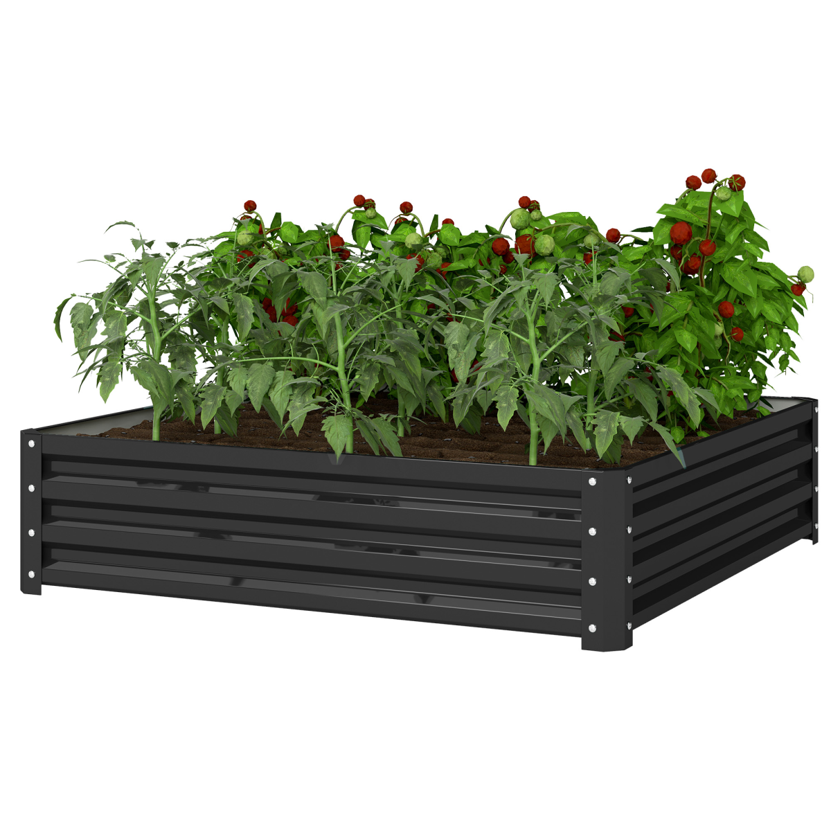 raised garden bed — galvanised steel front view