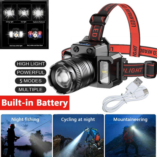 Tactical Motion-Sensor Headlamp & Power Bank (USB-C)