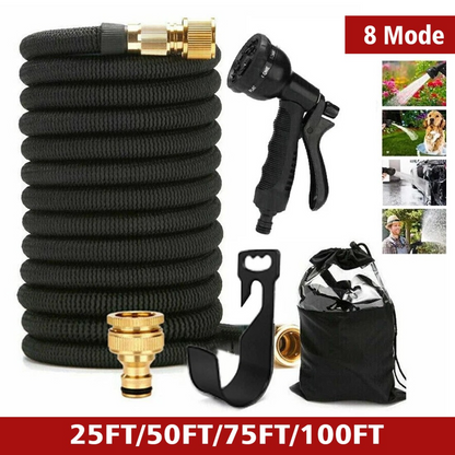 Expandable Garden Hose 50ft: No-Kink Hose Pipe with 8-Mode Spray Gun