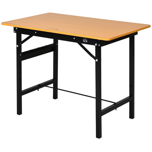 Folding workbench with steel frame and MDF top