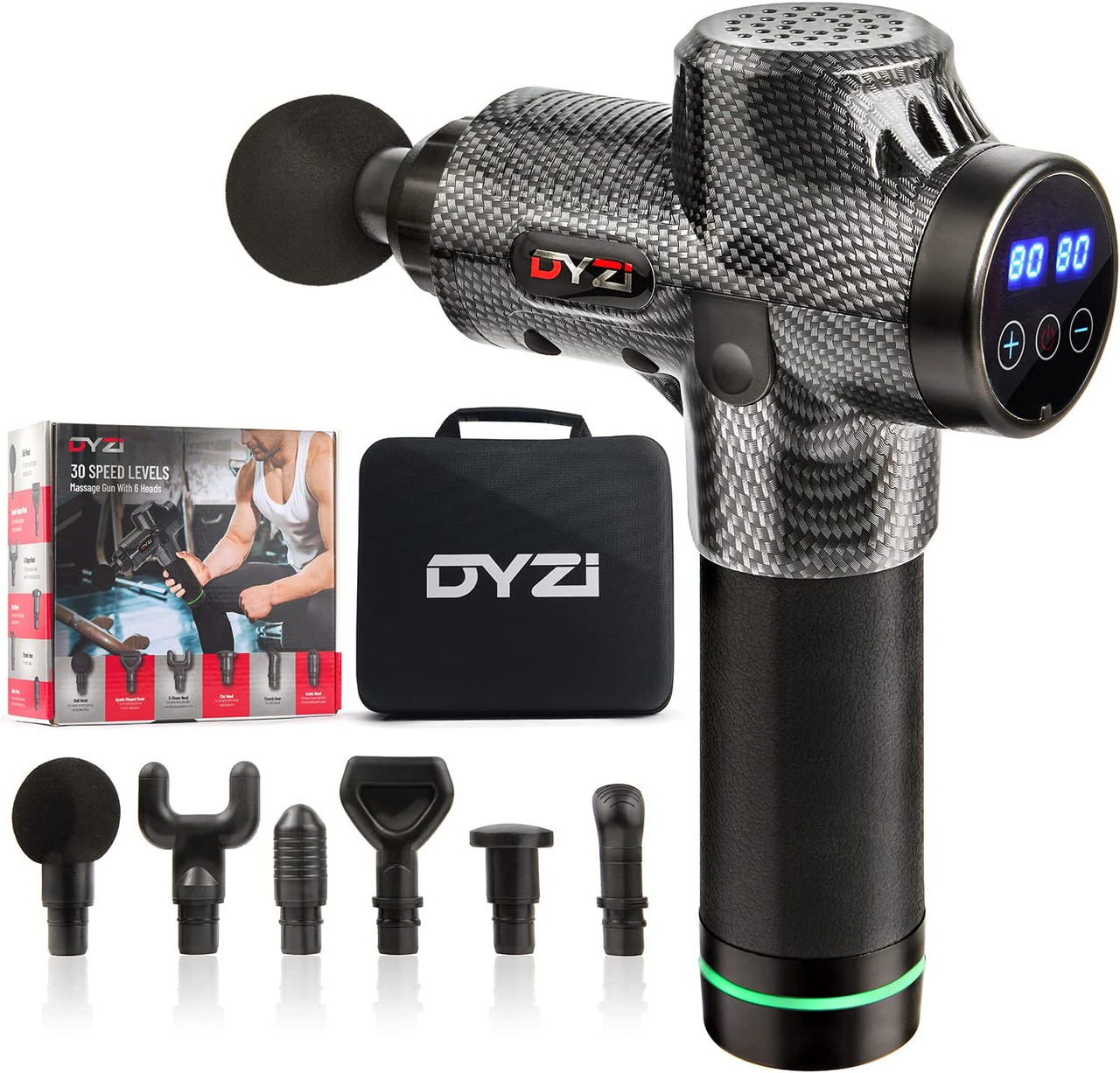 Percussion Massage Gun: 30-Speed Deep-Tissue Recovery Tool (6 Heads)