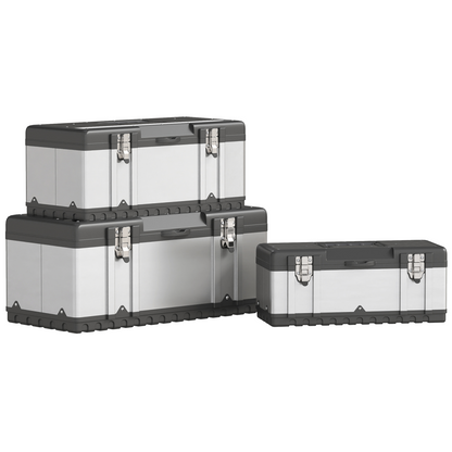 steel tool box set — three sizes stacked front view