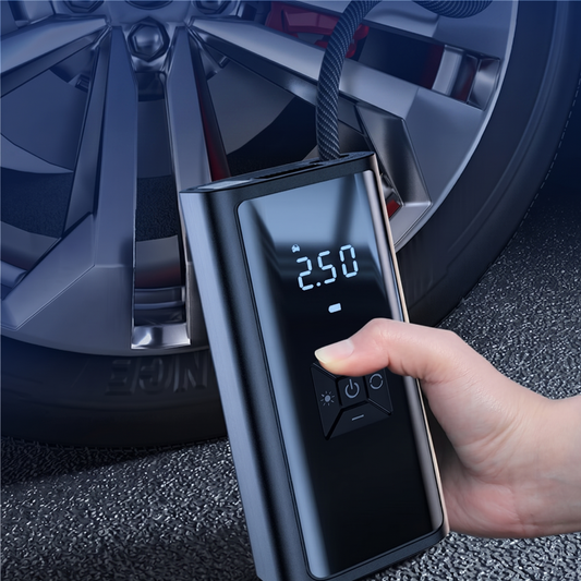 Cordless 150PSI tyre inflator with digital auto-stop display